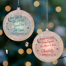 Beyond The Moon Personalized Lightable Frosted Glass Ornament - 37239
