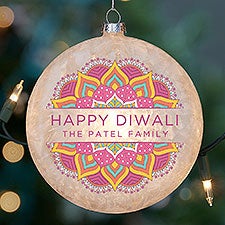 Diwali Personalized Lightable Frosted Glass Ornament - 37241