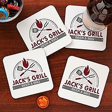 The Grill Personalized Drink Coasters - 37279