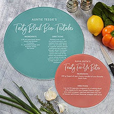 Favorite Family Recipe Personalized Round Glass Cutting Boards  - 37285
