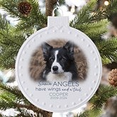 Some Angels Have Wings And A Tail Personalized White Enamel Ornament  - 37293