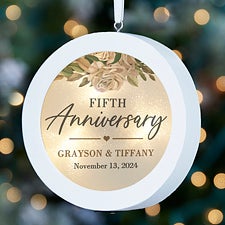 Personalized LED Light Ornament - Floral Anniversary - 37310