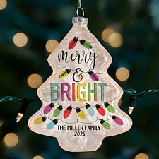 Personalized Frosted Tree Lightable Ornament - Merry  Bright Family - 37312