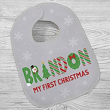 The Joys Of Christmas Personalized Baby Bibs  - 37350