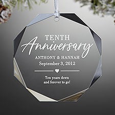 Floral Anniversary Premium Engraved Glass Ornament  - 37358