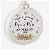 Personalized Wedding Deluxe Slim Globe Ornament  Gold Foliage - 37362