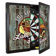 Personalized Lake House Dartboard & Cabinet Set  - 37384D