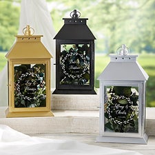 Personalized Decorative Wedding Candle Lantern - Laurels Of Love - 37393