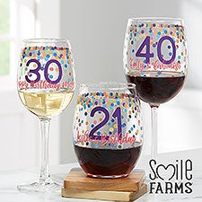 Personalized Birthday Wine Glass Collection - Confetti Cheers  - 37401