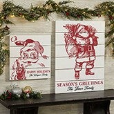 Retro Santa Personalized Christmas Wooden Shiplap Signs  - 37487