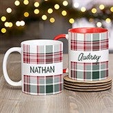 Personalized Christmas Coffee Mugs - Fresh Plaid - 37497