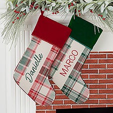 Personalized Christmas Stockings - Fresh Plaid - 37498