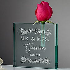 Personalized Wedding Bud Vase - Laurels of Love - 37534