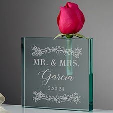Personalized Wedding Bud Vase - Laurels of Love - 37534