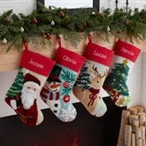 Classic Character Embroidered Hooked Christmas Stockings  - 37556