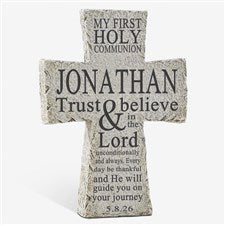 First Communion Personalized Resin Tabletop Cross  - 37598