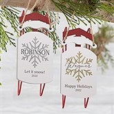 Silver & Gold Snowflake Personalized Vintage Sled Ornament  - 37608