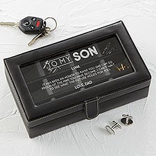 Personalized Leather 12 Slot Cufflink Box - To My Son - 37699