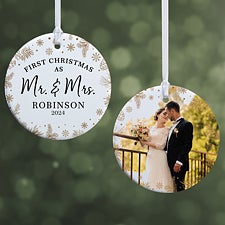 Gold Foliage Wedding Personalized Ornament  - 37747