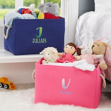 Ombre Initial Embroidered Kids Room Storage Tote  - 37749