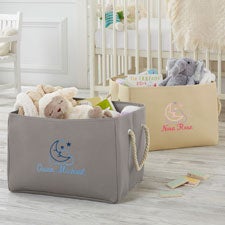 Moon & Stars Embroidered Kids Room Storage Tote  - 37751