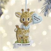 Baby Boy Giraffe Personalized Ornament  - 37763