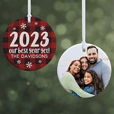 Buffalo Plaid Family Personalized Year Ornament  - 37764
