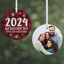 Buffalo Plaid Family Personalized Year Ornament  - 37764