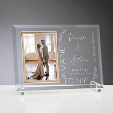 Personalized Engraved Glass Wedding Picture Frame - Elegant Couple - 37828