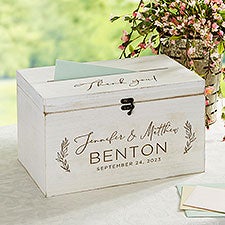 Elegant Couple Engraved Wooden Wedding Keepsake Card Box  - 37840