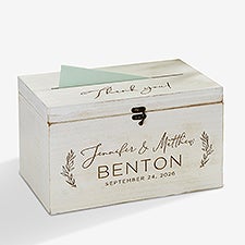 Elegant Couple Engraved Wooden Wedding Keepsake Card Box  - 37840