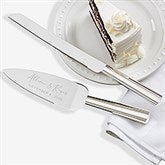 Elegant Couple Engraved Wedding Cake Knife & Server Set  - 37846