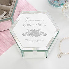 Quinceanera Personalized Glass Jewelry Box  - 37872