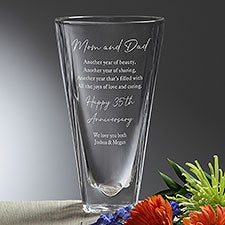 Personalized Crystal Flower Vase - Parents Anniversary - 37890