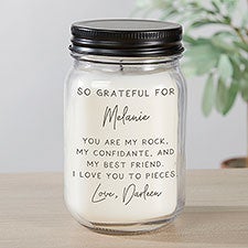 Personalized Farmhouse Candle Jar  - Grateful For You - 37930