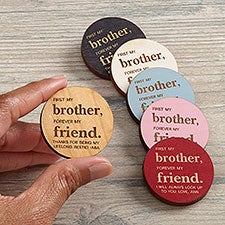 First My Brother Personalized Wood Pocket Token  - 37965