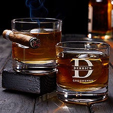 Lavish Groomsman Personalized Cigar Glasses - 37986