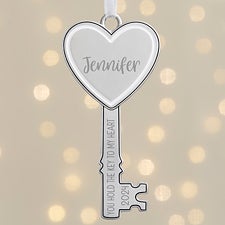 Key To My Heart Personalized Silver Ornament  - 37990