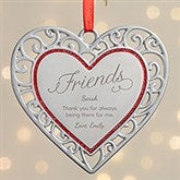 Friends Personalized Silver Heart Ornament  - 37991