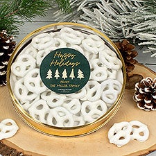 Aspen Christmas Personalized Yogurt Covered Pretzels Tin  - 38016D