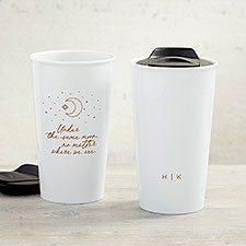 Under The Same Moon Personalized 12 oz. Double-Wall Ceramic Travel Mug  - 38041