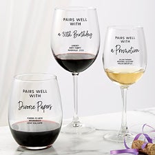 Pairs Well With...Printed Wine Glass Collection  - 38049