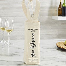Personalized Wine Tote Bag - Pairs Well With - 38051