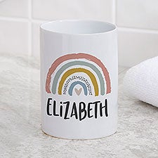 Personalized Ceramic Bathroom Cup - Boho Rainbow - 38068