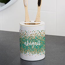 Personalized Ceramic Toothbrush Holder - Sparkling Name - 38100