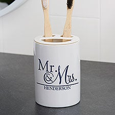 Personalized Ceramic Toothbrush Holder - Wedded Pair - 38104