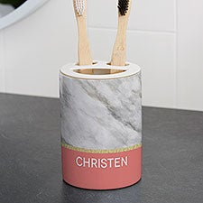 Personalized Ceramic Toothbrush Holder - Marble Chic - 38111