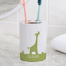 Personalized Ceramic Toothbrush Holder - Baby Zoo Animals - 38117