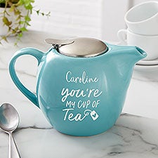 Youre My Cup of Tea Personalized Stoneware Teapot - Turquoise - 38155