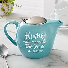 Home is Where the Tea is Personalized 30 oz. Turquoise Teapot  - 38156